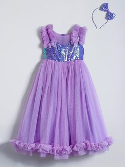 Hopscotch - Ruffled Sequined Gown with Headband