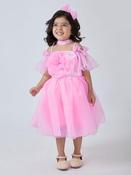 Hopscotch - Floral Applique Dress with Headband