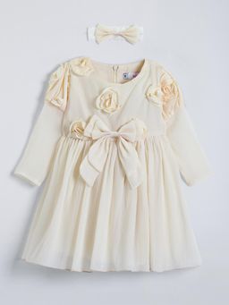 Hopscotch - Bow Applique Floral Dress with Headband