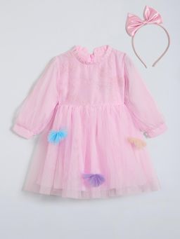 Hopscotch - Floral Embroidery Lace Dress with Headband