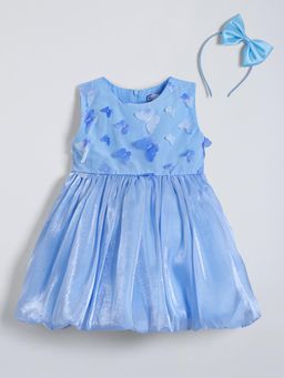 Hopscotch - Butterfly Applique Shimmered Dress with Headband