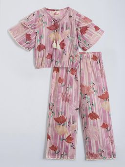 Hopscotch - Lace Trim Ruffled Top with Pant