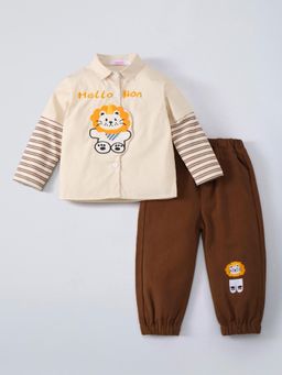 Hopscotch - Lion Embroidered Shirt with Joggers