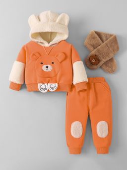 Hopscotch - Teddy Applique Hoodie with Joggers & Scarf