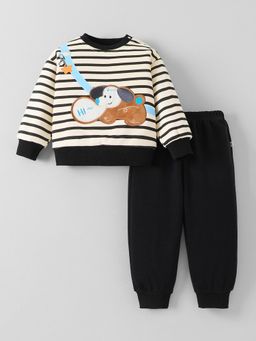 Hopscotch - Puppy Embroidery Sweatshirt with Joggers