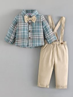 Hopscotch - Plaid Shirt with Pant and Suspender, Bow