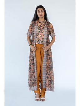 Nikita Vishakha - Multi-Coloured Printed Top with Dhoti and Jacket (Set of 3)