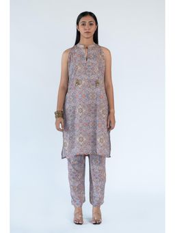 Nikita Vishakha - Grey Printed Kurta with Pant (Set of 2)