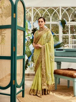 Nikita Vishakha - Olive Lampi Embellished Saree with Stitched Blouse with Stitched