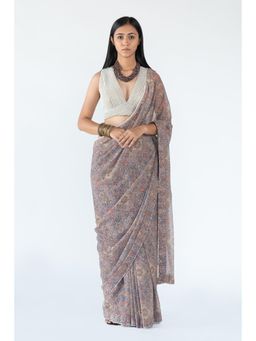 Nikita Vishakha - Multi-Color Printed Pre-Drape Saree with Stitched Blouse