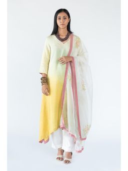Nikita Vishakha - Ombre Embroidered Kurta with Pant and Dupatta (Set of 3)