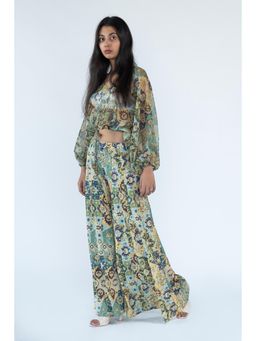 Nikita Vishakha - Green Printed Top and Palazzo (Set of 2)