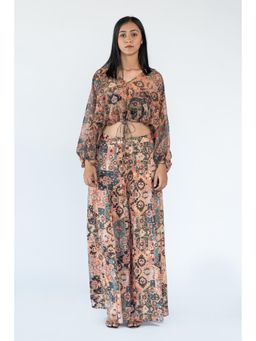 Nikita Vishakha - Rust Printed Top and Palazzo (Set of 2)