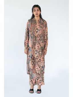 Nikita Vishakha - Rust Printed Kurta with Pant and Scarf (Set of 3)
