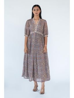 Nikita Vishakha - Grey Floral Print Maxi Dress