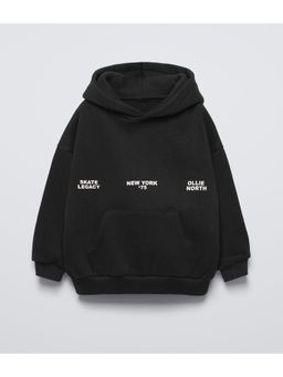 Alan Jones - Black Cotton Back Side Printed Kids Oversize Hoodie