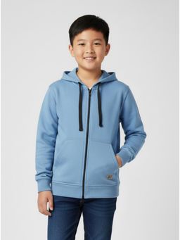 Alan Jones - Malibu Blue Boys Cotton Solid Zipper Hooded Jacket