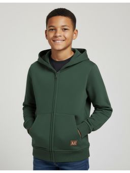 Alan Jones - Teal Boys Cotton Solid Zipper Hooded Jacket