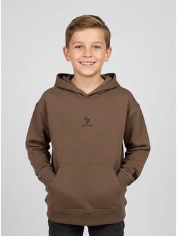 Alan Jones - Brown Boys Cotton Front and Back Print Oversize Hoodie