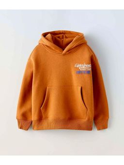 Alan Jones - Orange Boys Cotton Front and Back Print Oversize Hoodie