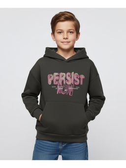 Alan Jones - Anthracite Grey Boys Cotton Front and Back Print Oversize Hoodie