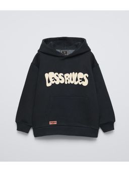 Alan Jones - Dark Navy Boys Cotton Front and Back Print Oversize Hoodie