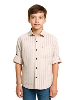 CHARCHIT - Boys Chest Pocket Full Sleeves Stripes Casual Shirt