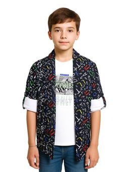 CHARCHIT - Boys Printed Open Front Jacket with T-Shirt
