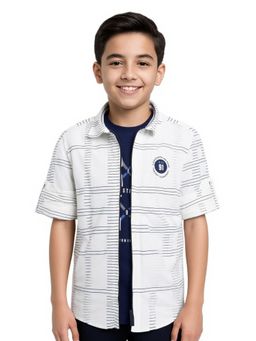 CHARCHIT - Boys Full Sleeves Geometric Line Print Shirt with T-Shirt
