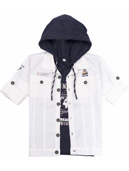 CHARCHIT - Boys Solid Casual Shirt with Hooded T-Shirt