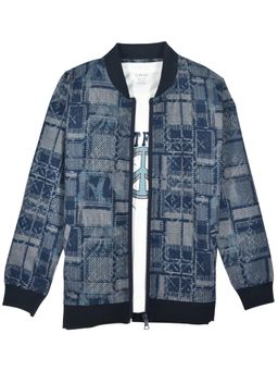 CAVIO - Boys Full Sleeves Geometric Printed Bomber Jacket with T-Shirt