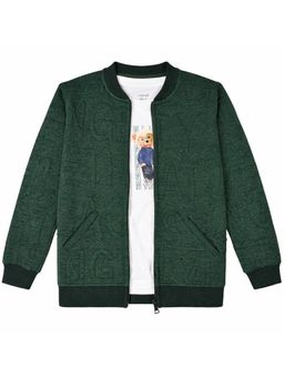 CAVIO - Boys Full Sleeves Textured Bomber Jacket with T-Shirt