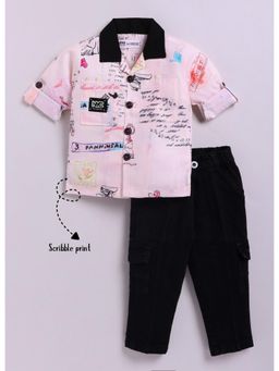 Little Collars - Pink Boys Alphabet Scribble Printed Shirt Pant