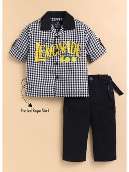 Little Collars - Black Boys Pure Cotton Lemonade Cotton Shirt Pant
