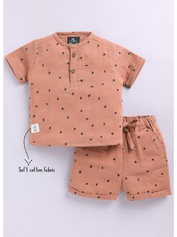 Little Collars - Brick Boys Musin Cotton Kurta Shirt and Shorts