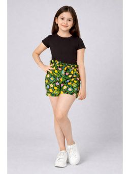 PICCOLO - Black Floral Printed Shorts with T-Shirt
