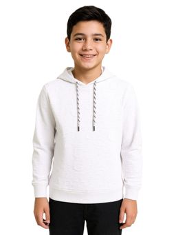 CAVIO - Boys White Regular Fit Solid Casual Hoodie