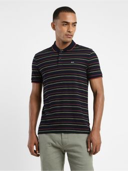 Levi's - Mens Navy Blue Striped Polo Collar T-shirt