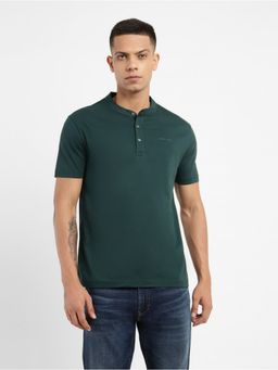 Levi's - Mens Dark Green Red Loop Henley Neck T-shirt