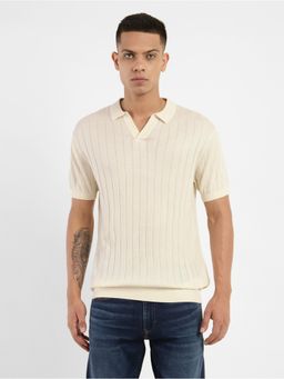 Levi's - Mens Cream Solid Collar Neck T-shirt