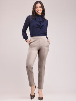 FableStreet - Livin Straight Fit Trousers - Beige