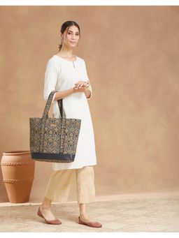 Fabindia - Black Cotton Blend Tote Bag