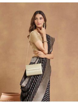 Fabindia - Silver Silk Blend Clutch with Detachable Strap (M)