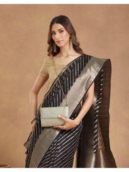Fabindia - Grey Silk Blend Clutch with Detachable Strap (M)