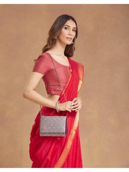 Fabindia - Blue Silk Blend Clutch with Detachable Strap (M)