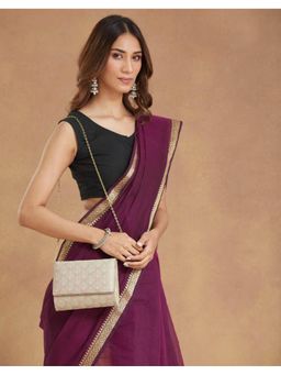 Fabindia - Pink Silk Blend Hand Embroidered Clutch with Detachable Strap (M)