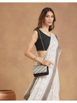 Fabindia - Black Silk Blend Clutch with Detachable Strap (L)