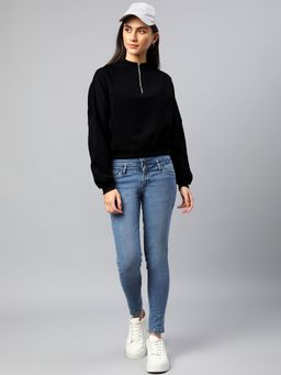 Xpose - Women Black Bomber Sweatshirt