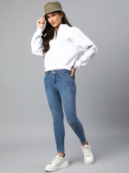 Xpose - Women White Bomber Sweatshirt