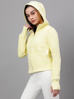 Xpose - Women Yellow Solid Hooded Sweatshirt